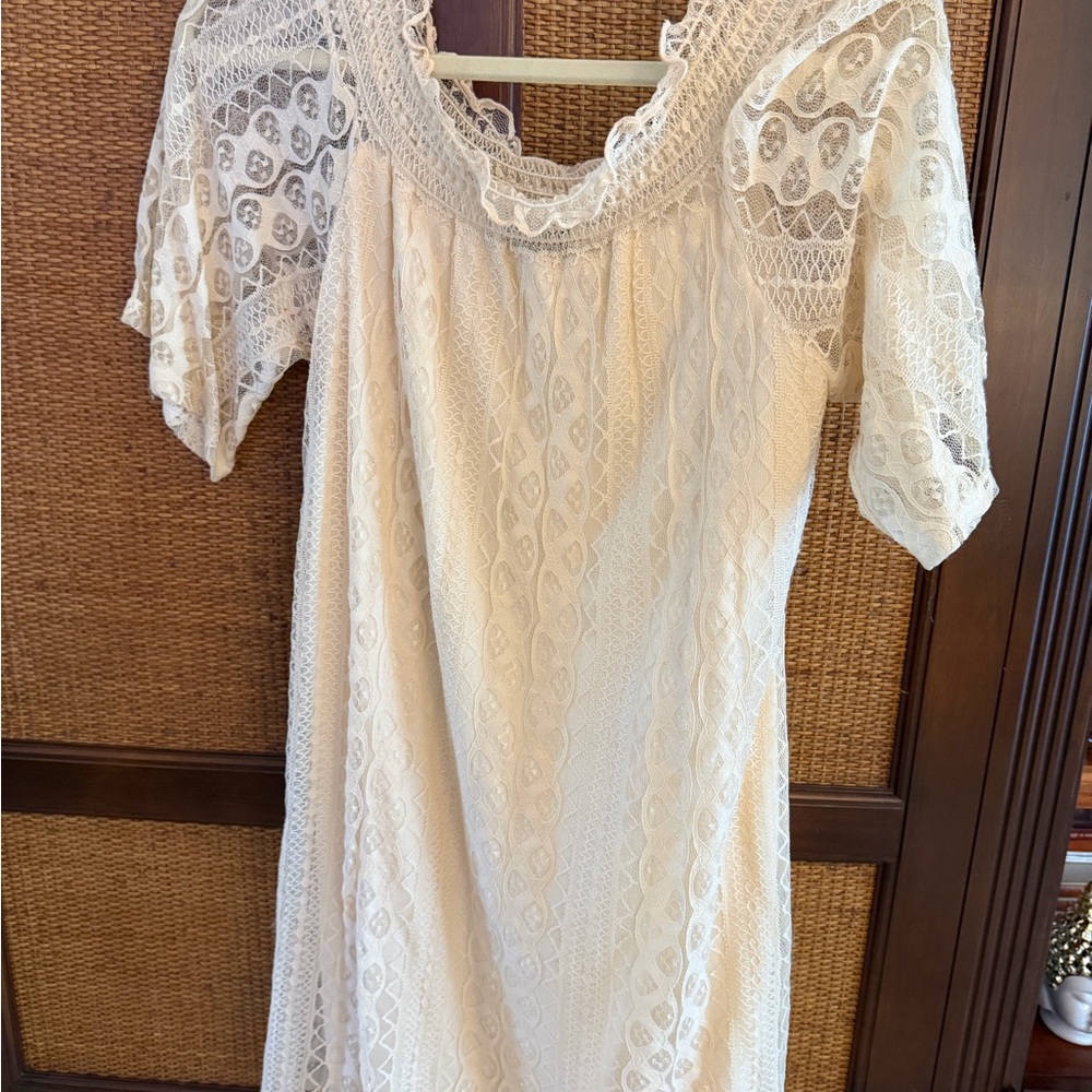 Espresso Lace Long Sleeve Dress in Cream